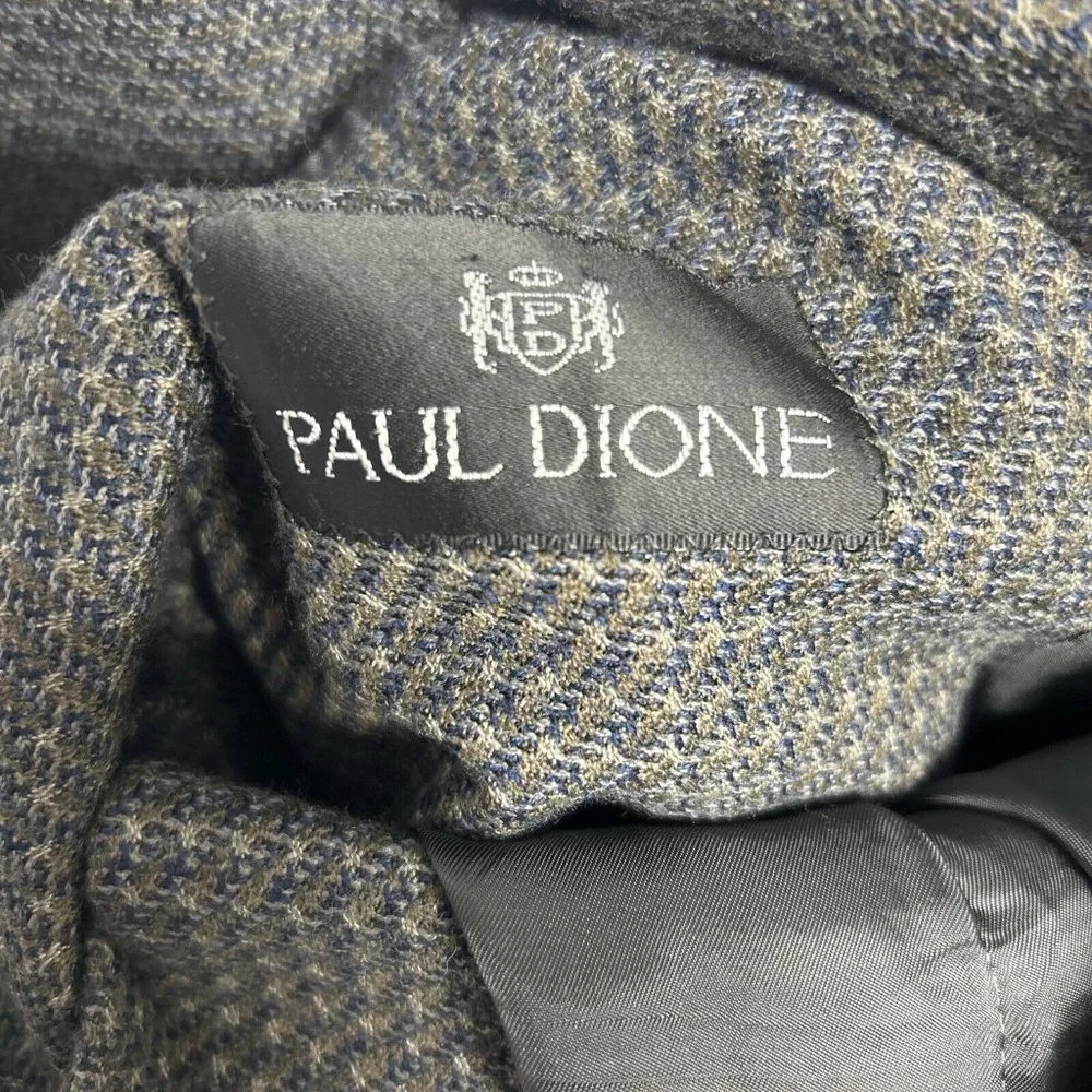 Paul Dione 100% Wool Swiftwood Multicolor Woven 3 Button Blazer Jacket Men’s 44L